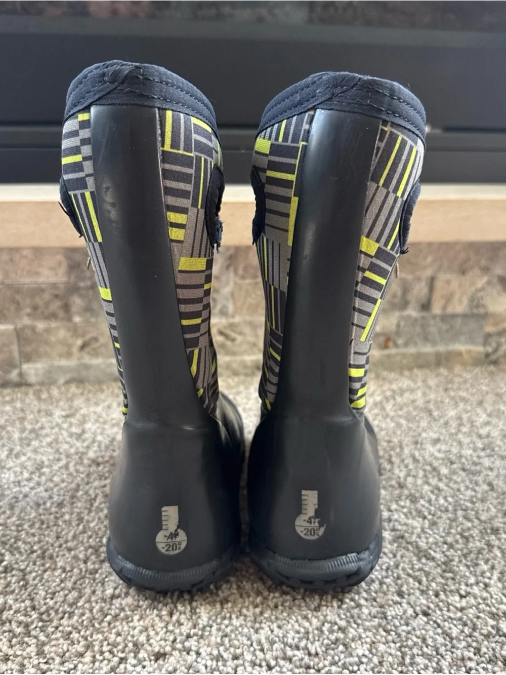 Bogs -4F K York Phaser 2 US Size Kids 11 Black Gray Green Waterproof Boots EUC